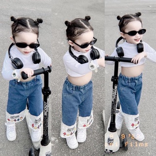 Bộ quần áo cotton quần jean culture cho bé gái