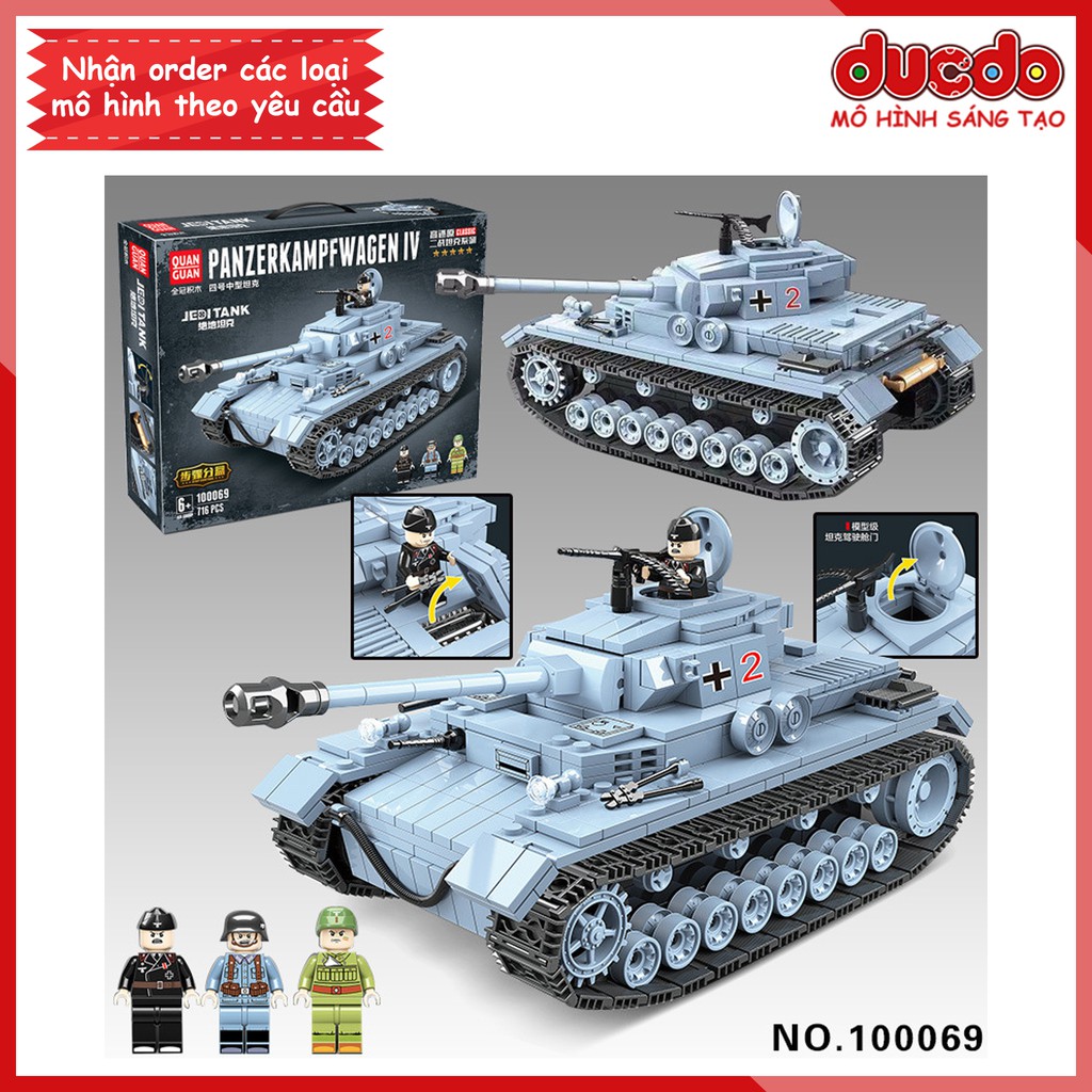 Lắp ghép Siêu tank Panzer IV phát xít Đức hùng mạnh - Đồ chơi Xếp hình Mô hình WW2 QuanGuan 100069