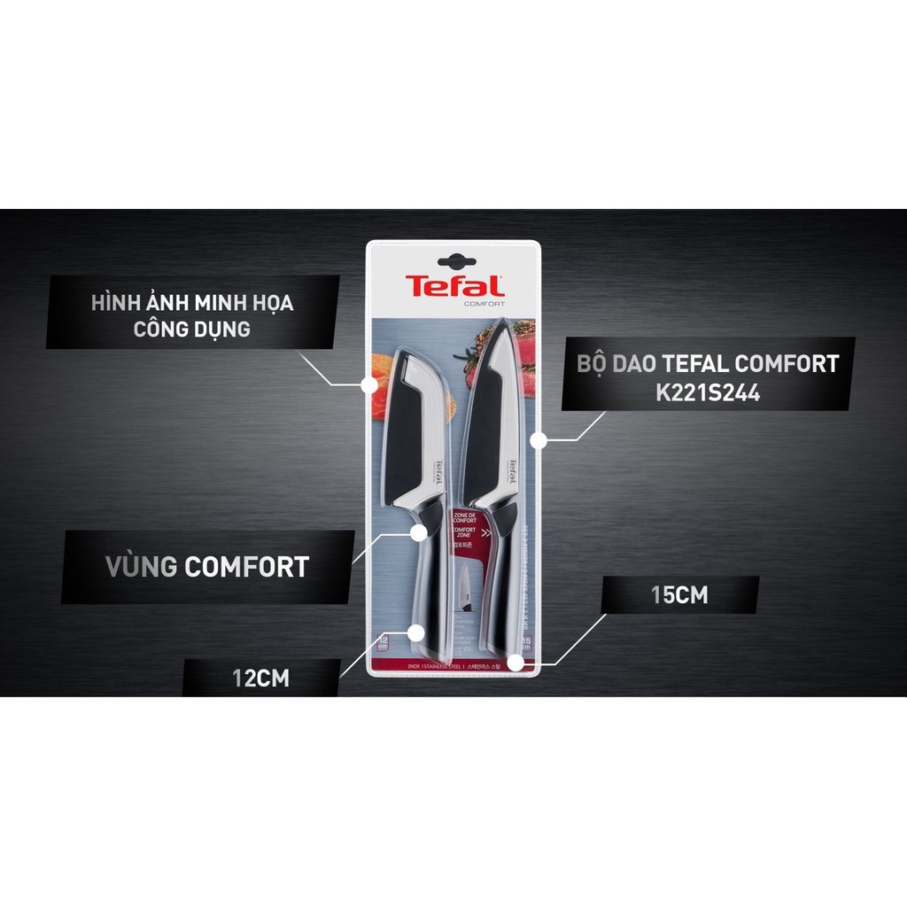 [LIFEMC11BPC -8% đơn 350K] Bộ dao Tefal Comfort K221S244 15cm và 12cm