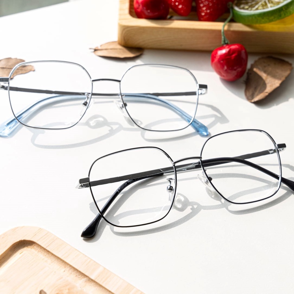 Gọng kính mắt nam nữ thời trang EYE PLUS mắt vuông kim loại KL350-825