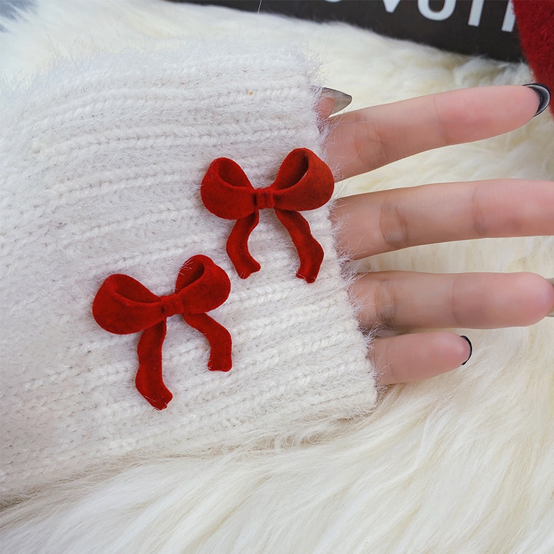 Bông tai RINHOO hình nơ đính đá/ngọc trai giả thời trang cho nữ