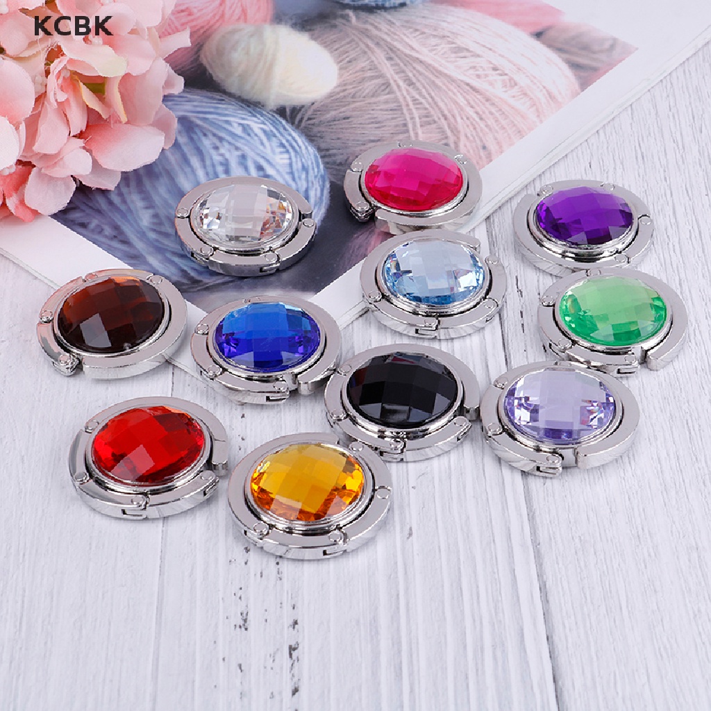 KC Portable Foldable Folding Crystal Alloy Purse Handbag Hook Hanger Bag Holder  BK