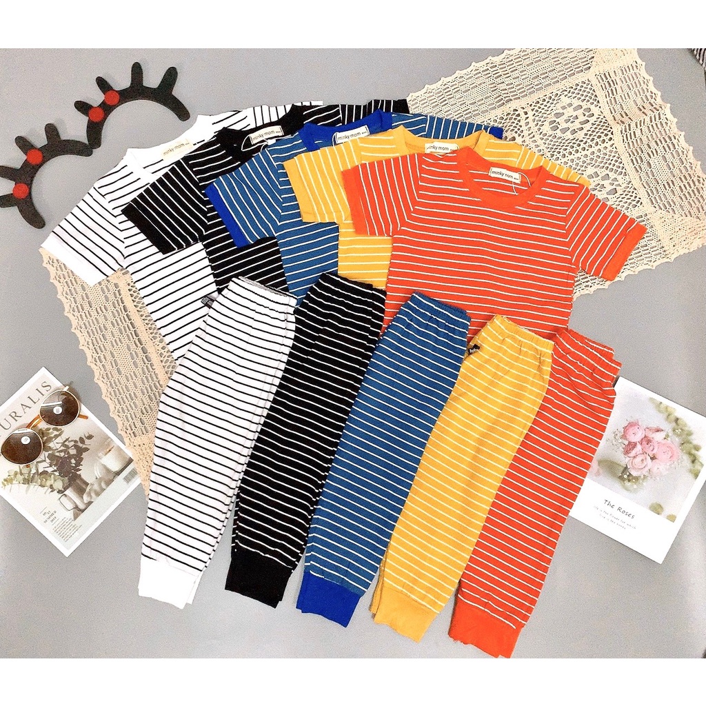 Bộ Quần Áo Trẻ Em Minky Mom Sọc Kẻ Cho Bé Chất Cotton Cao Cấp Co Giãn 4 Chiều Thấm Hút Mồ Hôi Tốt