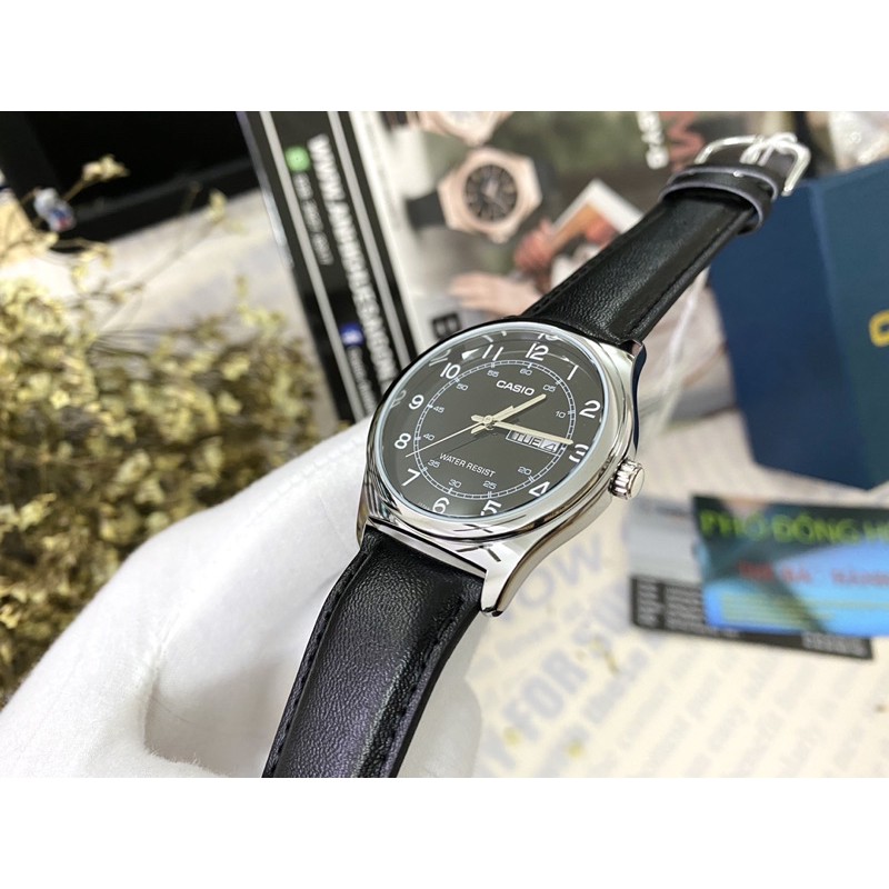 Đồng hồ nam dây da chính hãng Casio Anh Khuê MTP-V006L-1B2UDF
