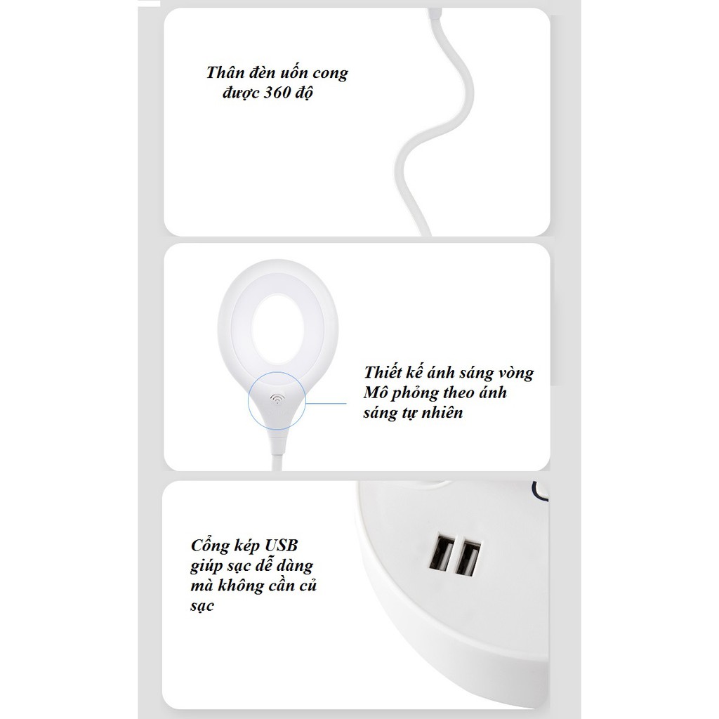 Đèn Học, Làm Việc Dể Bàn Chống Cận Tích Hợp Nhiều Ổ Cắm Và Cổng USB Sạc Điện Thoại Tiện Dụng