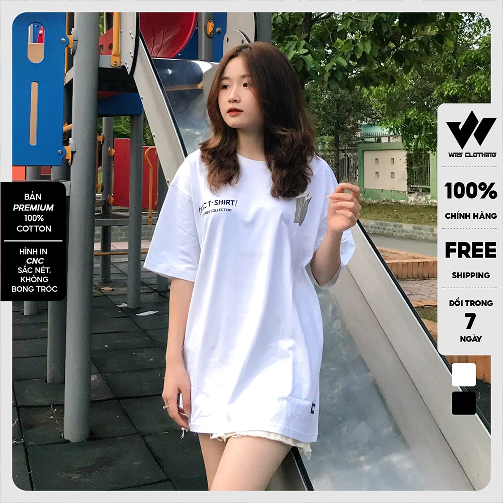 Áo thun tay lỡ unisex form rộng WIIS phông oversize cotton 65% TSHIRT nam nữ