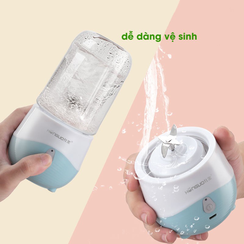 Máy xay sinh tố mini 𝐇𝐎𝐍𝐆𝐔𝐎 cầm tay  - sạc pin 300ml