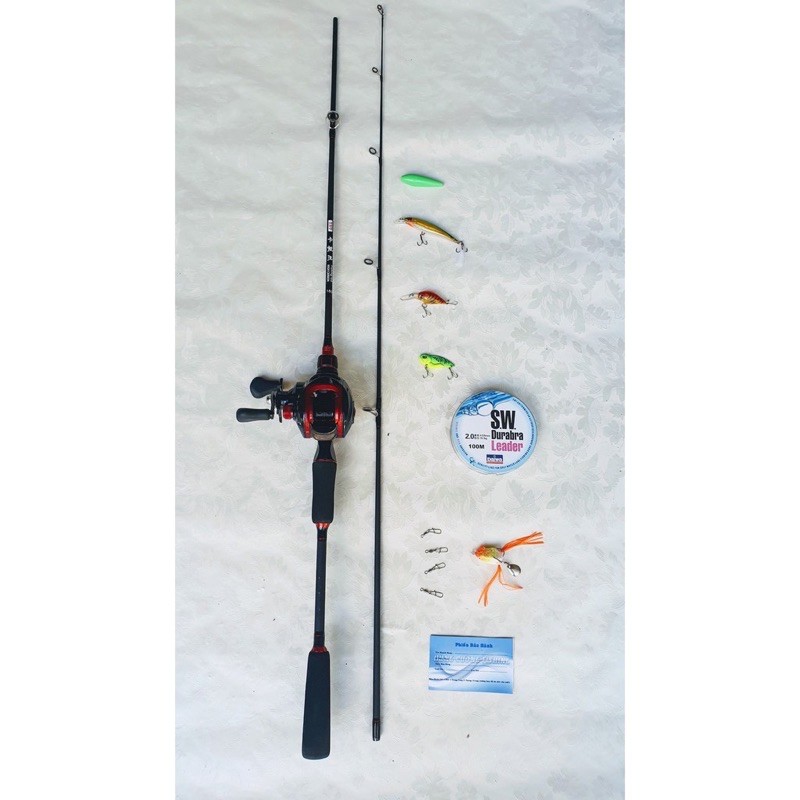 Bộ cần câu lure ngọn đỏ - Bộ cần câu lure máy ngang