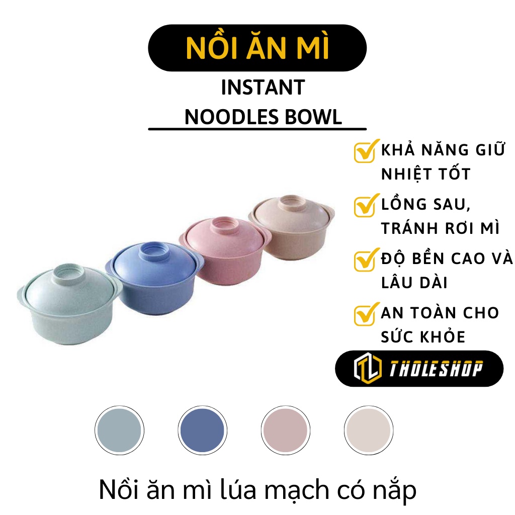 Bát Ăn Mì Có Nắp Đậy - Tô Ăn Mì Lúa Mạch Giữ Nhiệt Tốt Phong Cách Nhật Bản 8442