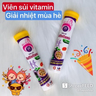VIÊN SỦI MULTIVITAMIN PLUSZS HƯƠNG CHANH LEO - BỔ SUNG VITAMIN C, VITAMIN TỔNG HỢP, B1, B2, B6 (Tuýp 20 viên)