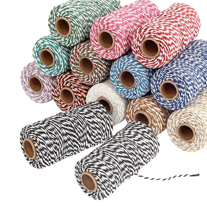 1 Cuộn dây cotton 100m hai màu chất lượng cao dùng làm đồ thủ công DIY