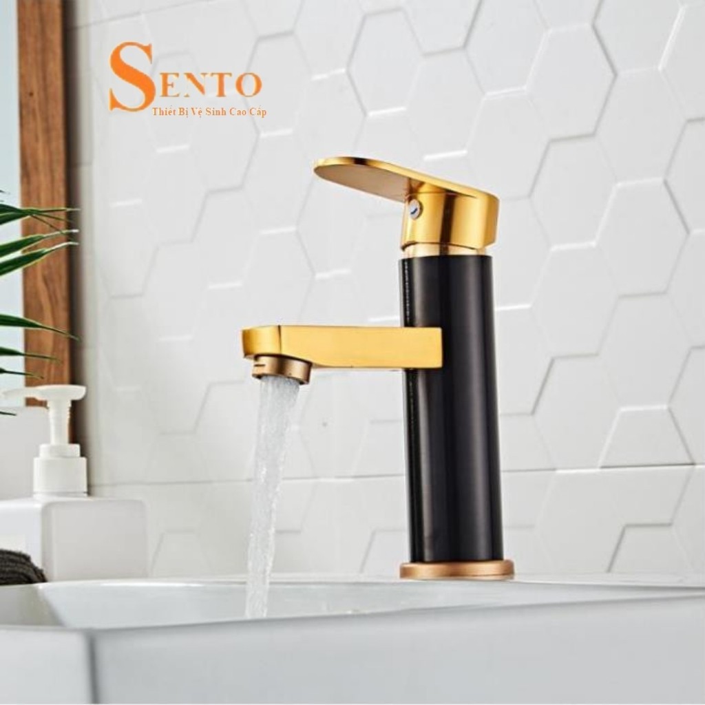 Vòi Lavabo SENTO Nóng Lạnh Cắm Chậu Có Lưới Tạo Bọt Chống Bắn, Tặng Kèm Cặp Dây - Bảo Hành 12 Tháng