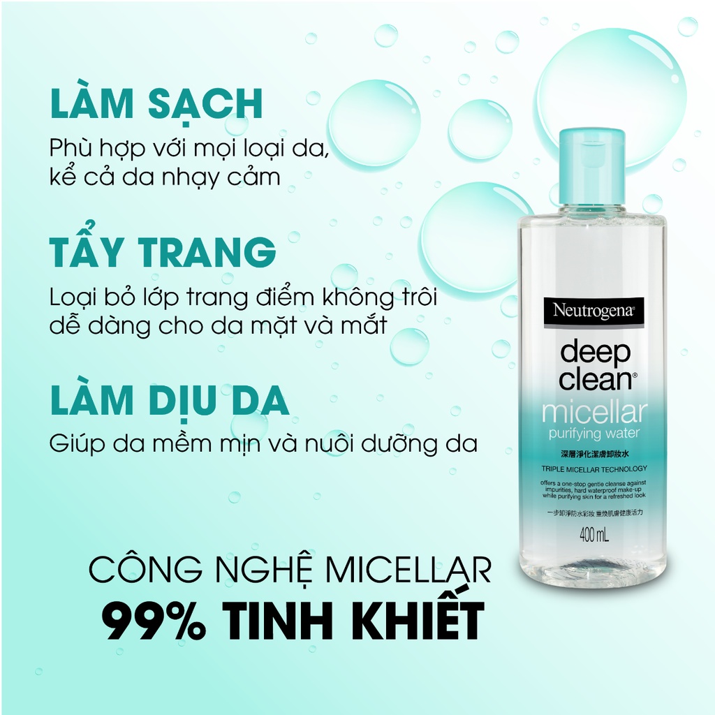 Nước Tẩy Trang Neutrogena Thanh Lọc, Làm Sạch Sâu Deep Clean Purifying Water Micellar 400ml