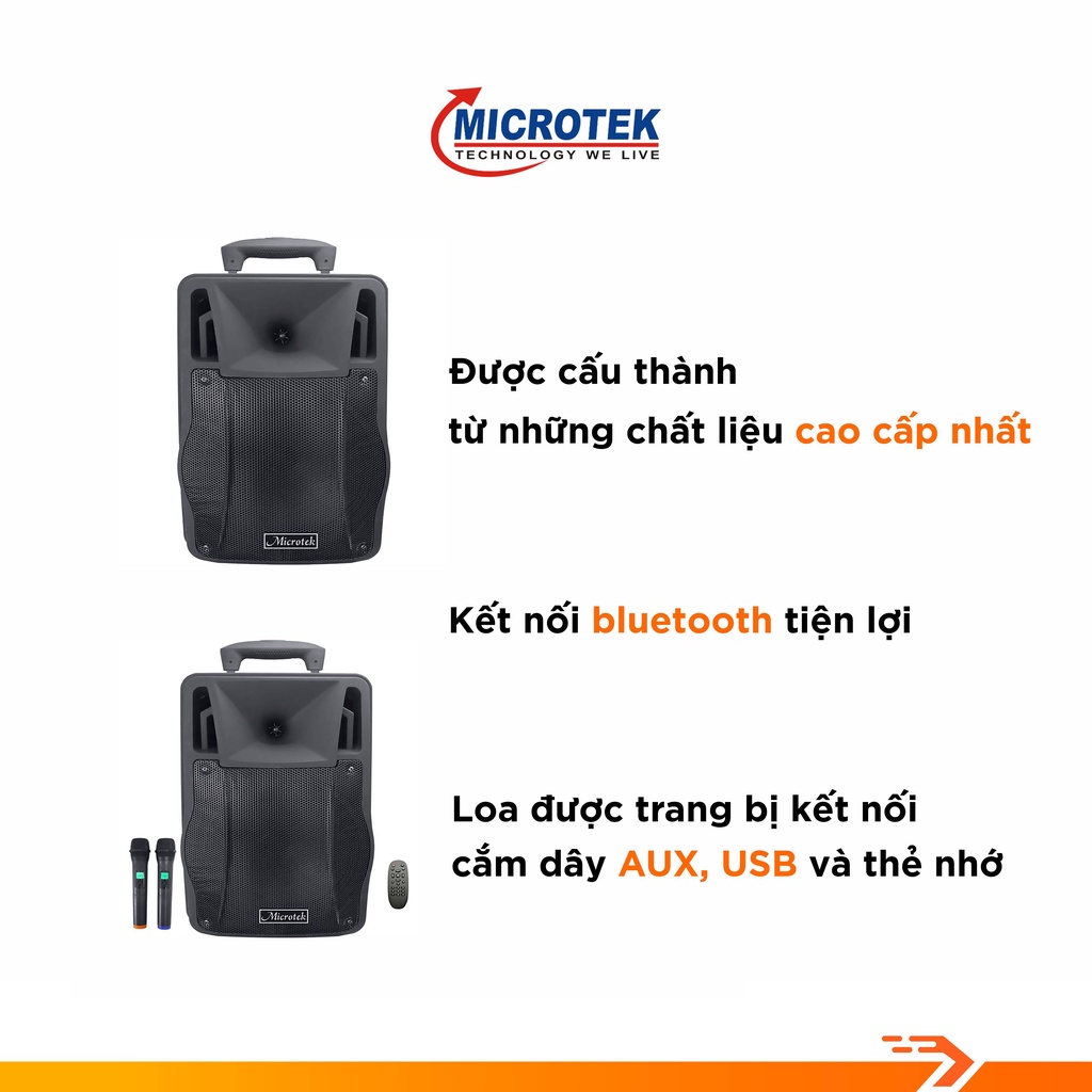 Loa Kéo Bluetooth Microtek MTK-06R (250W) - Bảo Hành Chính Hãng