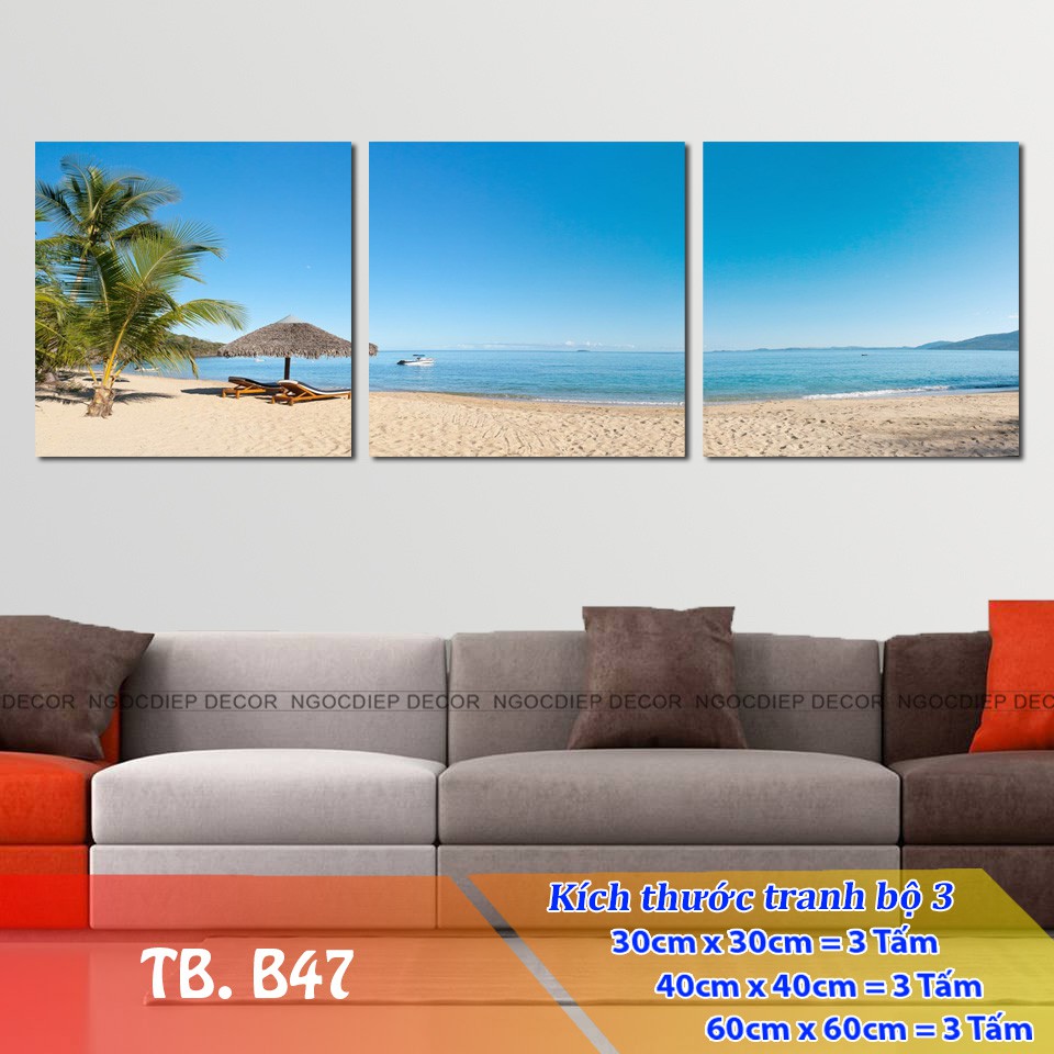 [HOT][SALE] BỘ 3 TRANH BIỂN TREO TƯỜNG, TRANH PHÒNG KHÁCH, TRANH PHÒNG NGỦ, TRANH PHÒNG BẾP, TRANH VĂN PHÒNG 50X50X3