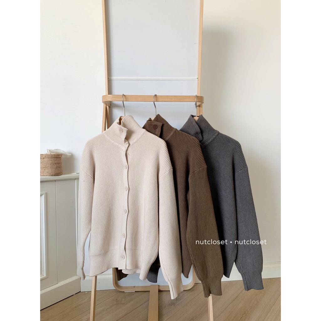 A0064 _Áo cardigan len cổ bẻ vân dọc | BigBuy360 - bigbuy360.vn