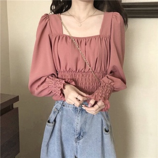 Áo kiểu nữ Croptop bo tay bo eo cực xinh cho nữ