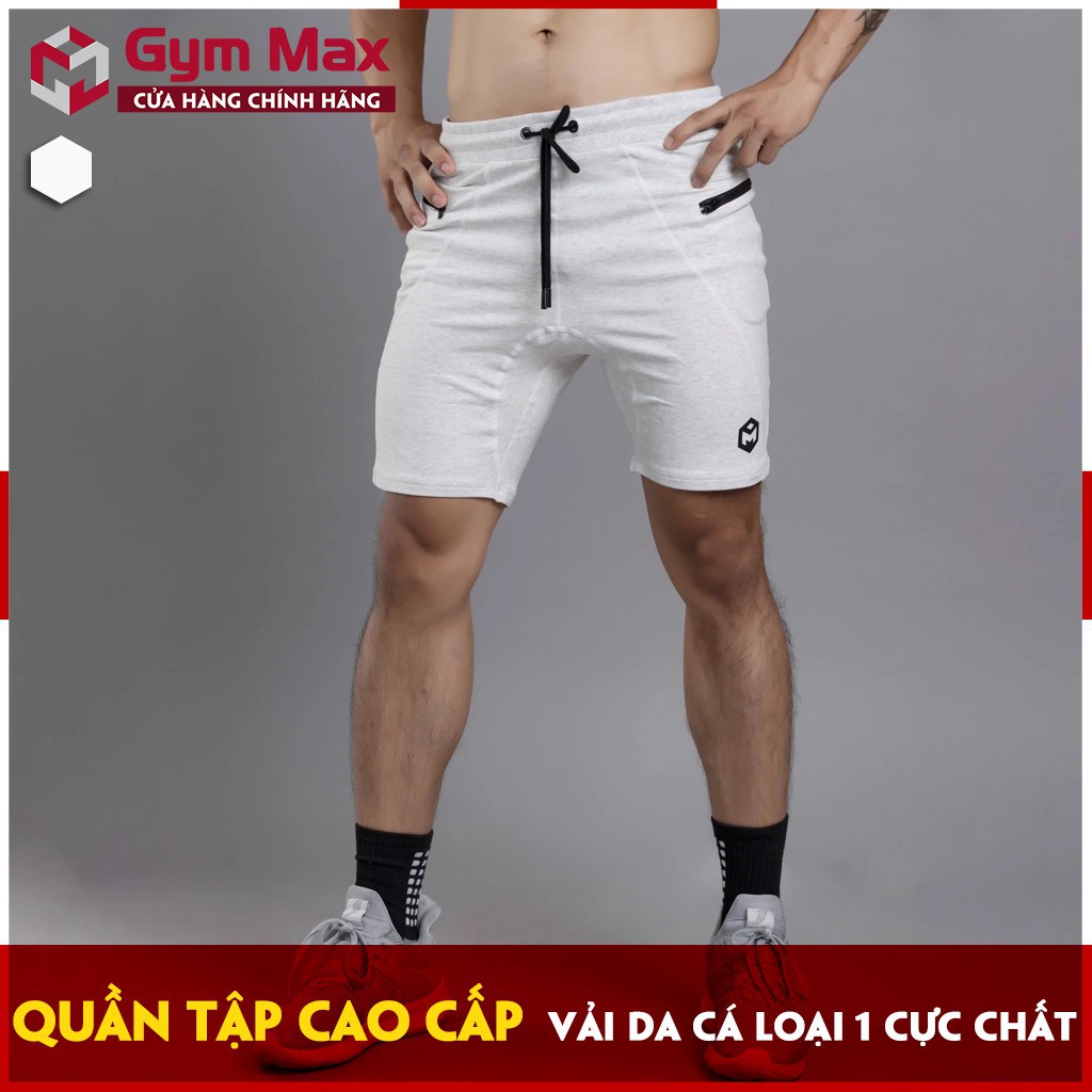 Quần short cao cấp Gymmax vải nỉ da cá màu trơn túi khóa C0702