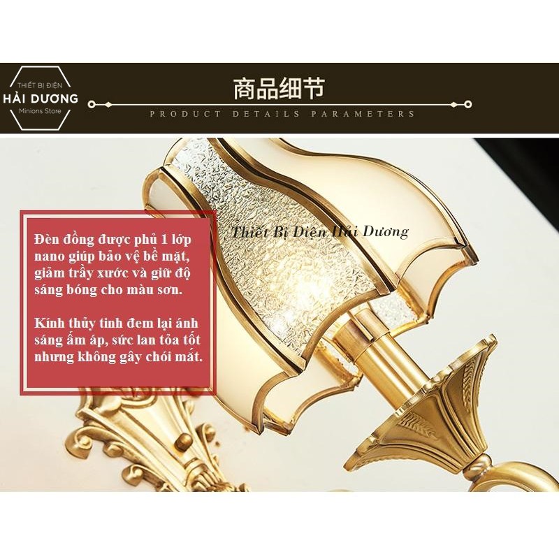 Đèn Gắn Tường Cao Cấp Đồng Nguyên Chất Trang Trí Cổ Điển - B0821 - Đui E14 - Đã bao gồm bóng