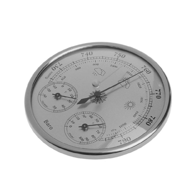 AOT.130mm Atmospheric Pressure Temperature Hygrometer Weather Station Three-in-One Barometer Film Metal Box Barometer