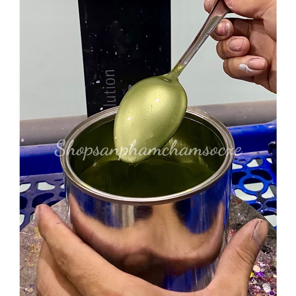 Màu nhũ xanh ánh đồng 1K - Sơn xe máy pha sẵn lon 0.5kg