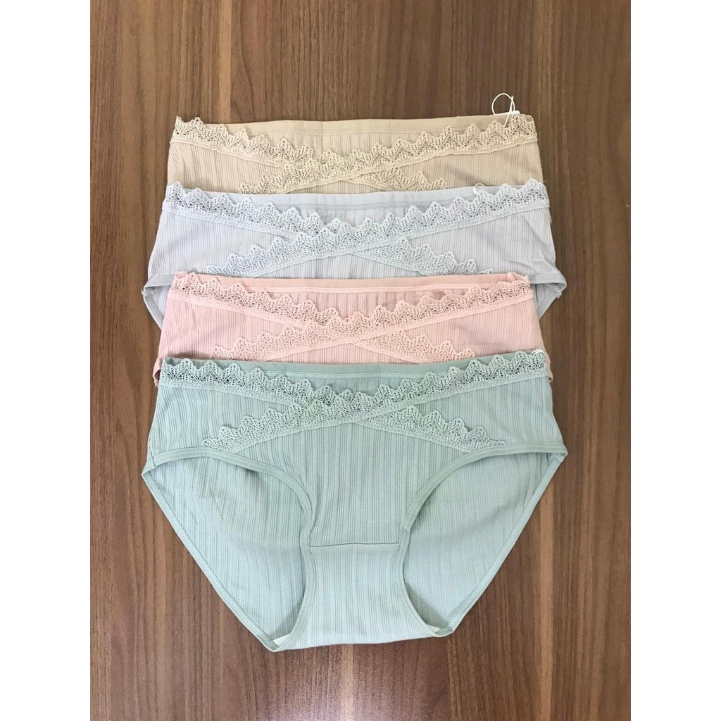 Quần lót bầu cạp chéo MS Mombaby chất cotton mềm kháng khuẩn viền ren tăm 20023
