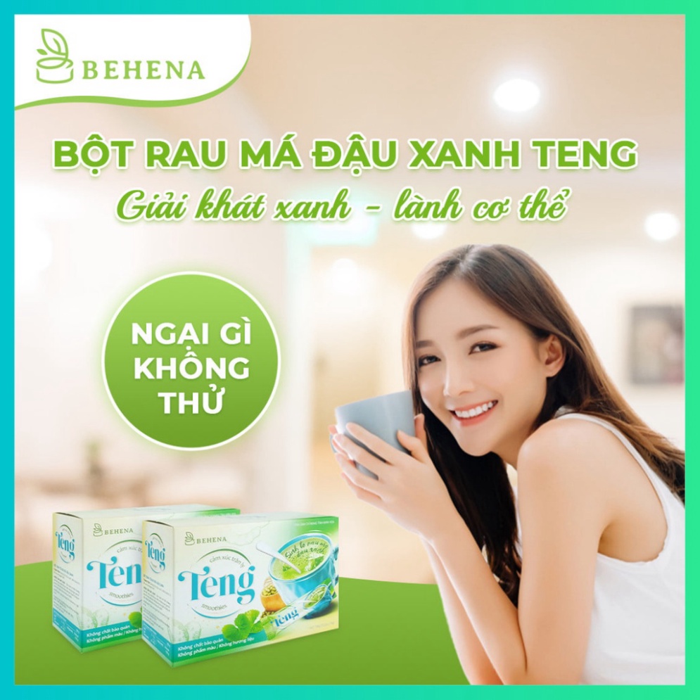 Bột Rau Má Đậu Xanh Behena Teng 150g Thanh Nhiệt - Giải Khát - Mát Gan - Thanh Lọc Cơ Thể - Hộp 10 Gói Uống Liền