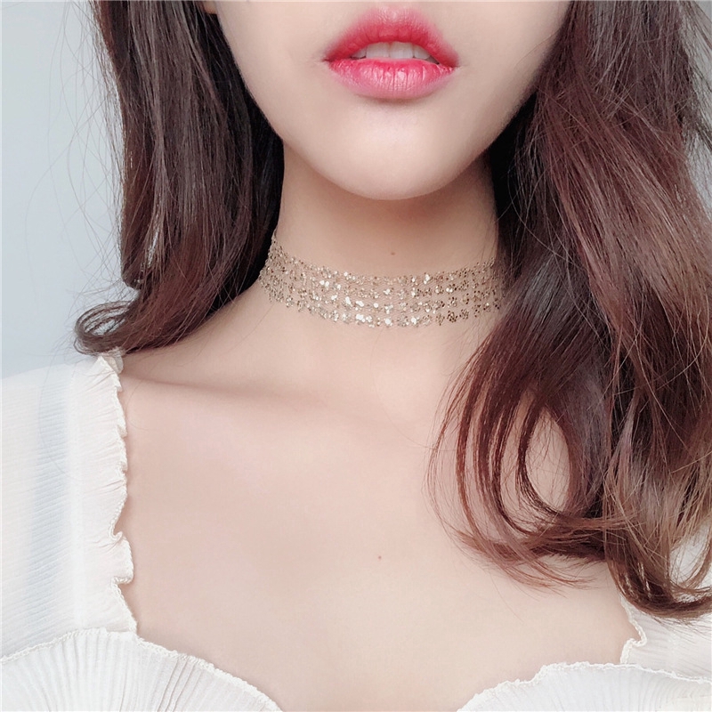 SUXI Vòng cổ choker phong cách Hàn Quốc kiểu lưới thời trang cho nữ