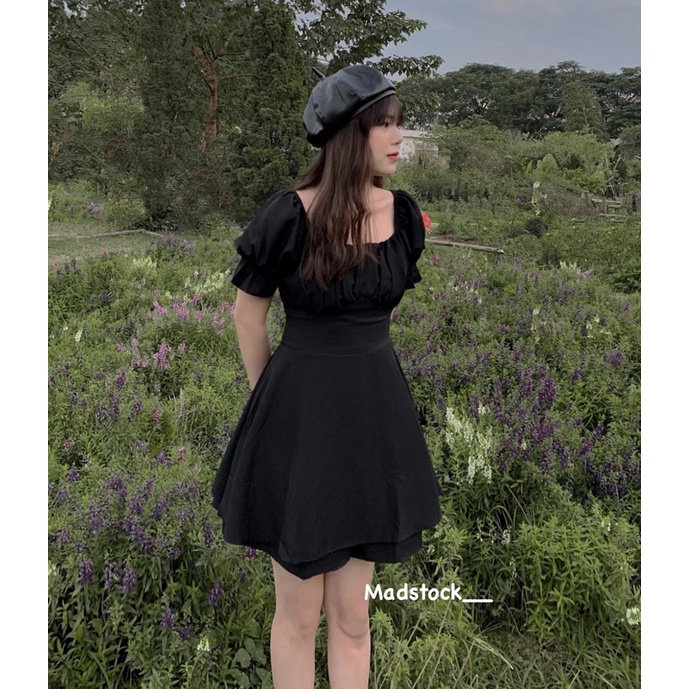 VÁY BABYDOLL CỔ VUÔNG *BPINK* CÓ QUẦN FREESIZE QUAI LƯNG  VÁY QUẦN NINA