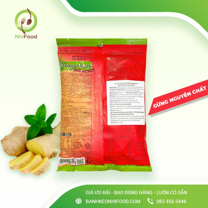 Kẹo Gừng Dẻo Gingerbon Bịch 125g Gồm 31 Viên