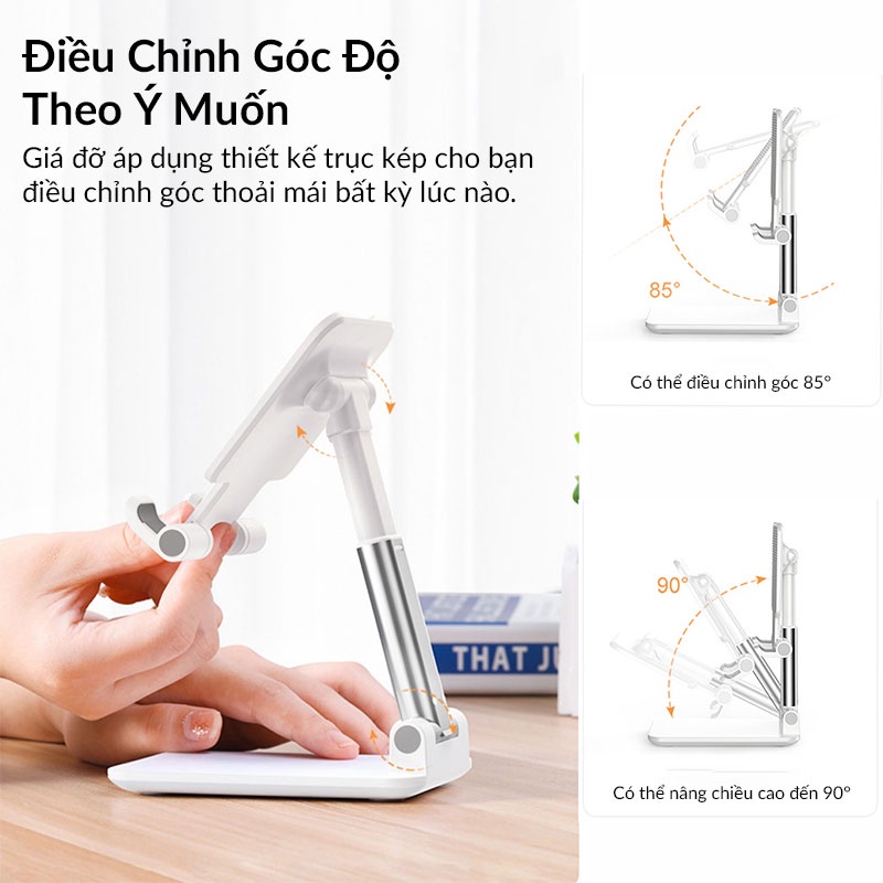 Giá Đỡ Điện Thoại WIWU ZM103 Chất Liệu Hợp Kim Nhôm Chống Trượt Điều Chỉnh Độ Cao Cho iPhone Samsung Xiaomi Oppo Huawei