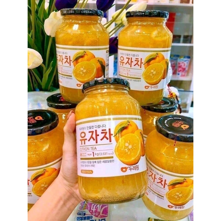 Mật ong chanh đào mẫu mới hũ 1kg - Hàn Quốc