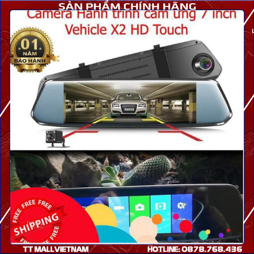 (Xe) Camera hành trình ô tô X2 HD Touch màn hình 7 inch cảm ứng 1 chạm đa điểm .
