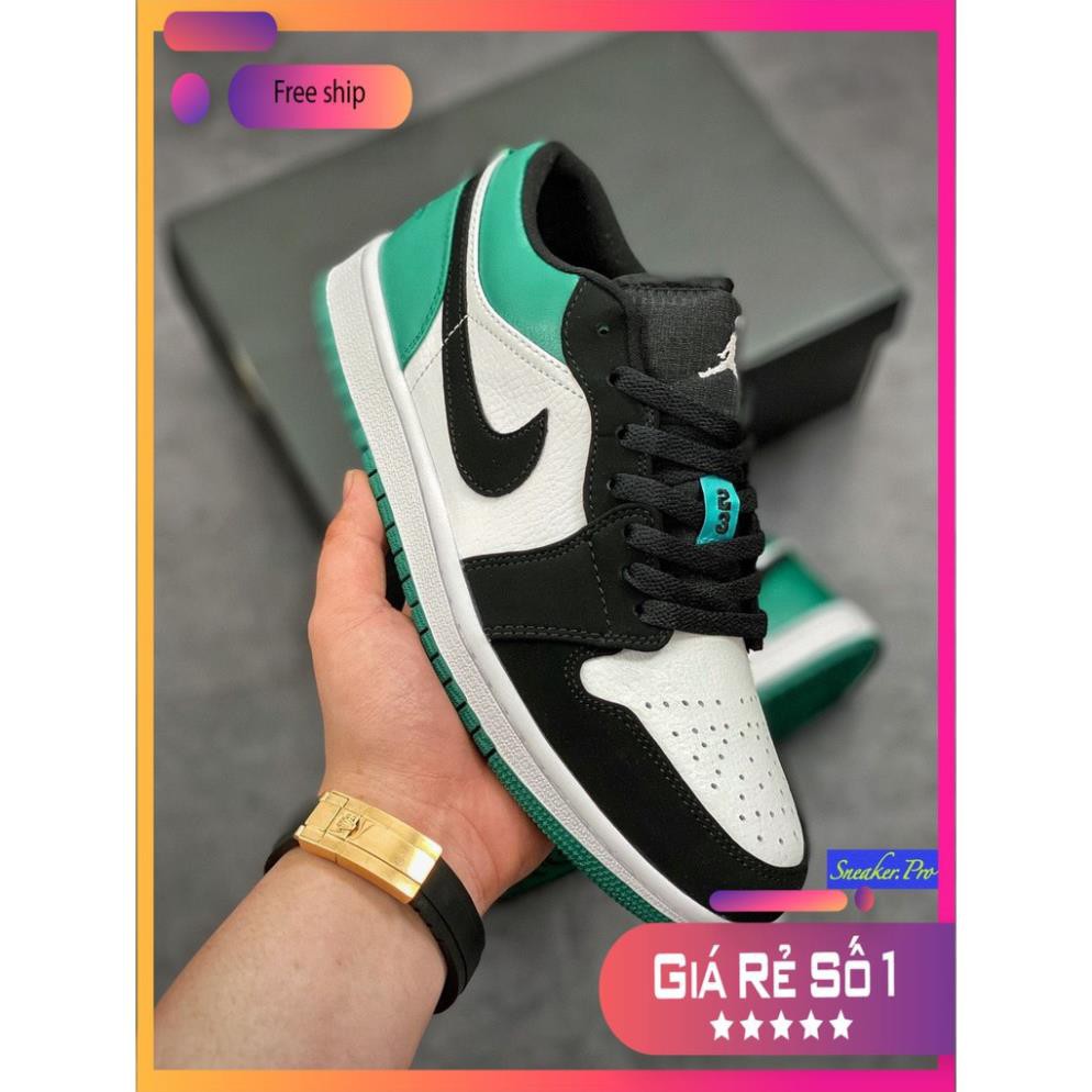 Giày thể thao AIR Jordan 1 Low White Black Mystic Green cổ thấp cho nam và nữ