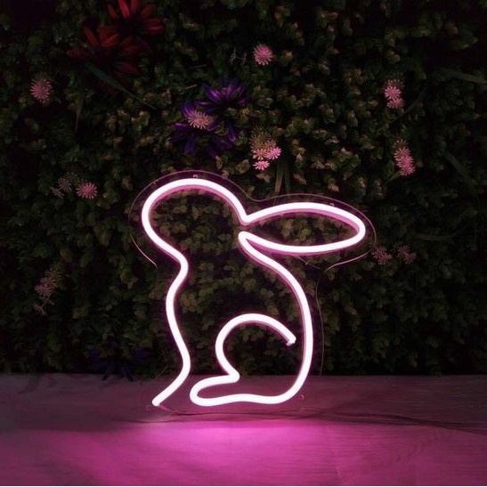 Đèn led neon hình con thỏ | 22x22 cm | Đèn led neon theo yêu cầu trang trí decor quà tặng cực chất