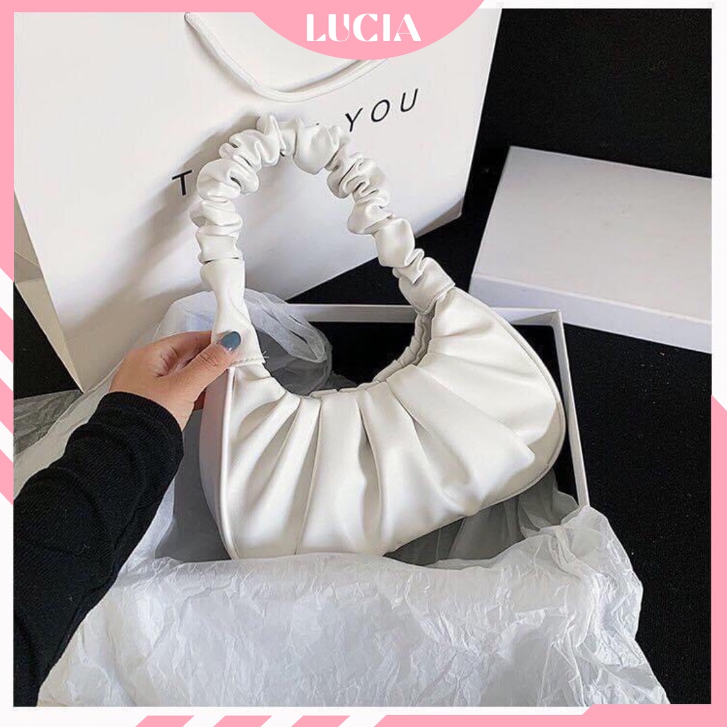 Túi xách nữ kẹp nách da mềm xếp ly quai nhún thời trang cao cấp LUCIA STORE TXN40