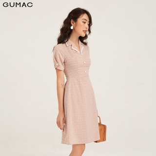 Đầm nữ ôm GUMAC sọc caro basic, đủ size DB187