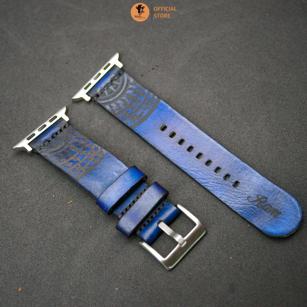 Dây Đồng Hồ AW 2,3,4,5,6,7,8, AW Ultra Da Bò Thanh Lịch - RAM Leather Simple trống đồng màu xanh navy