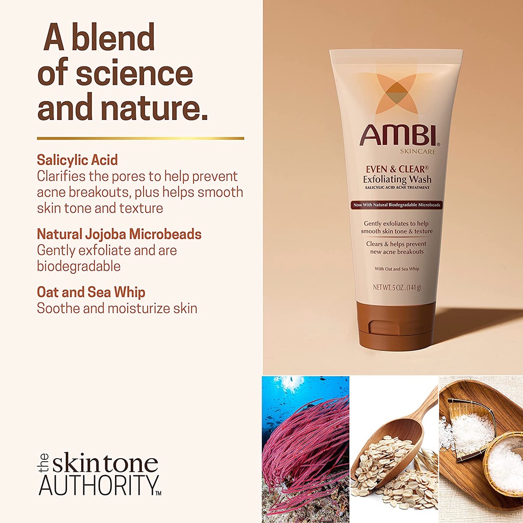 [DATE 04/2023] RỬA MẶT AMBI EVEN &amp; CLEAR EXFOLIATING WASH 141GR