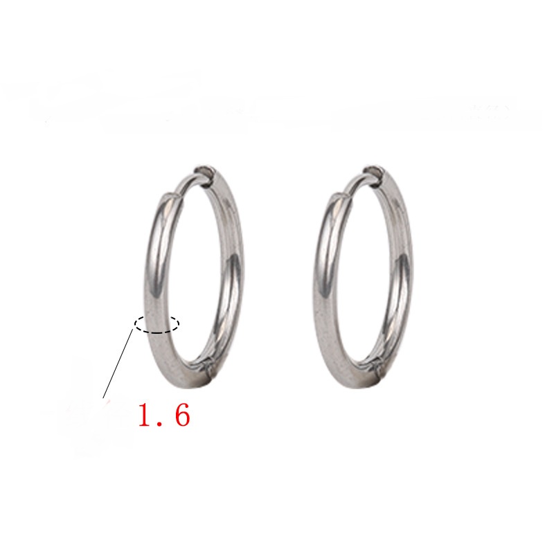 Khuyên tai tròn loại siêu mỏng 1.6mm bông nam nữ titan không gỉ trang sức sg