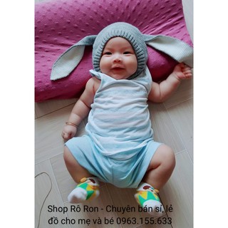 MŨ LEN TAI THỎ CHO BÉ