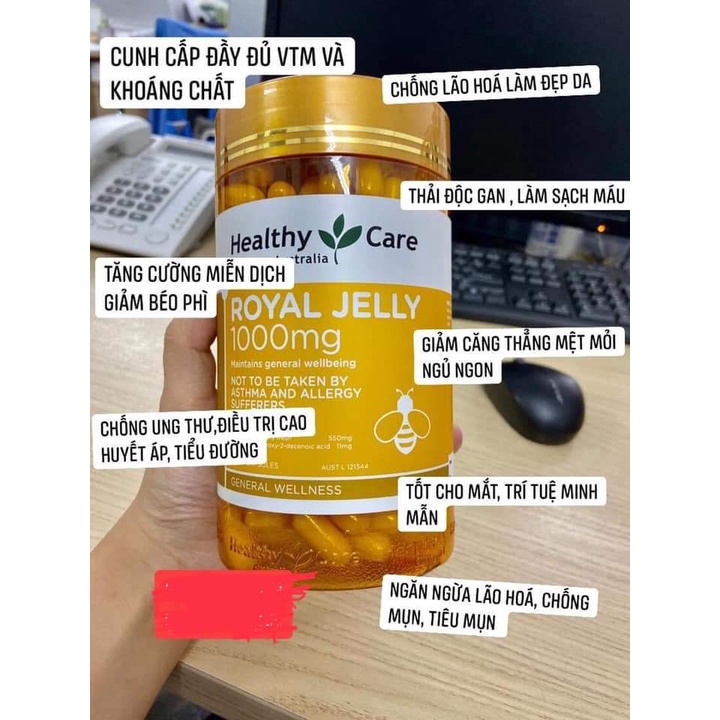 Viên Sữa ong chúa Healthy Care Royal Jelly ⚡ CAO CẤP ⚡ viên uống chống mệt mỏi suy nhược cơ thể, giảm stress | BigBuy360 - bigbuy360.vn