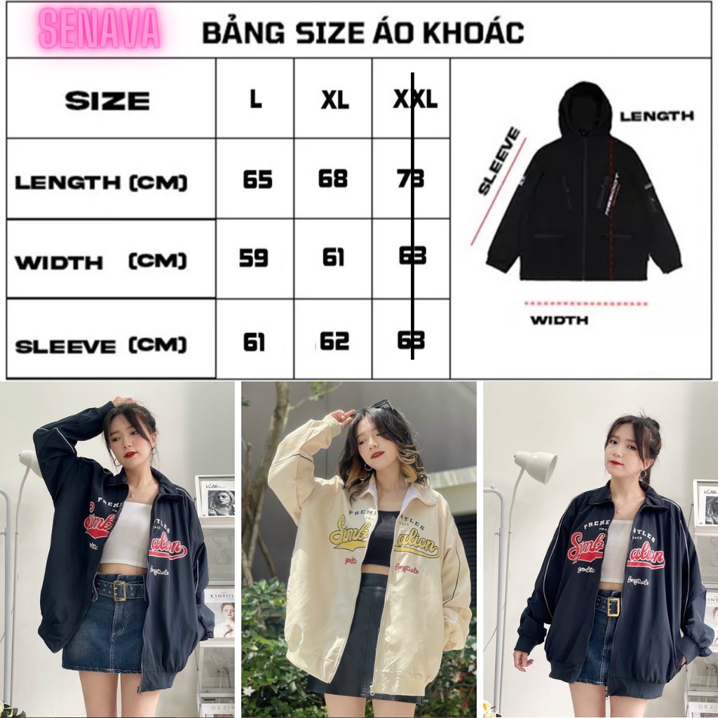 Áo khoác dù nữ nam Jacket SIMBALION, Áo khoác gió bomber Ulzzang 2 Lớp SENAVA AK51