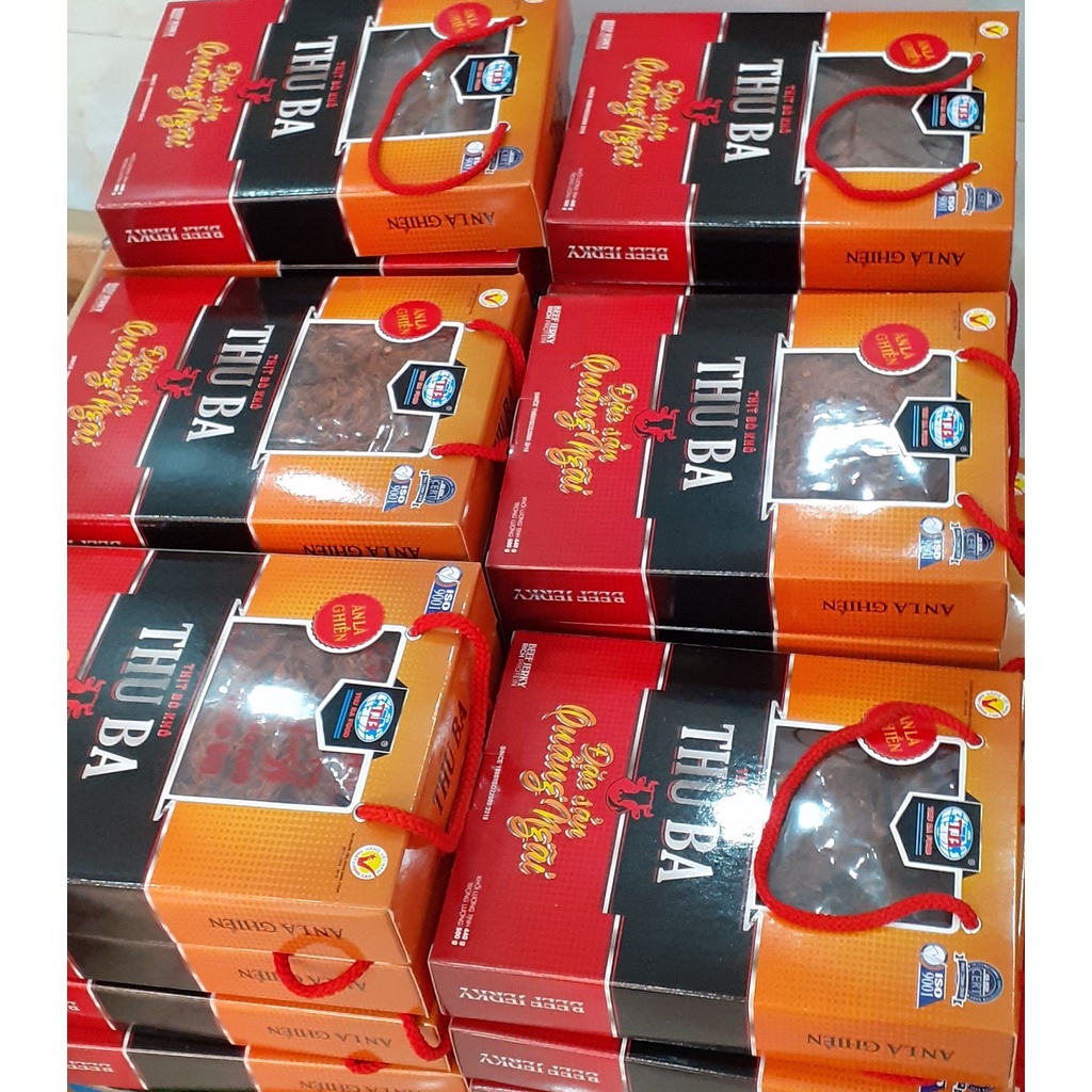 Quà Tết tặng Sếp. Combo 2 hộp khô bò sợi 500gr quà Tết hiệu Thu Ba Quảng Ngãi đặc sản miền Trung