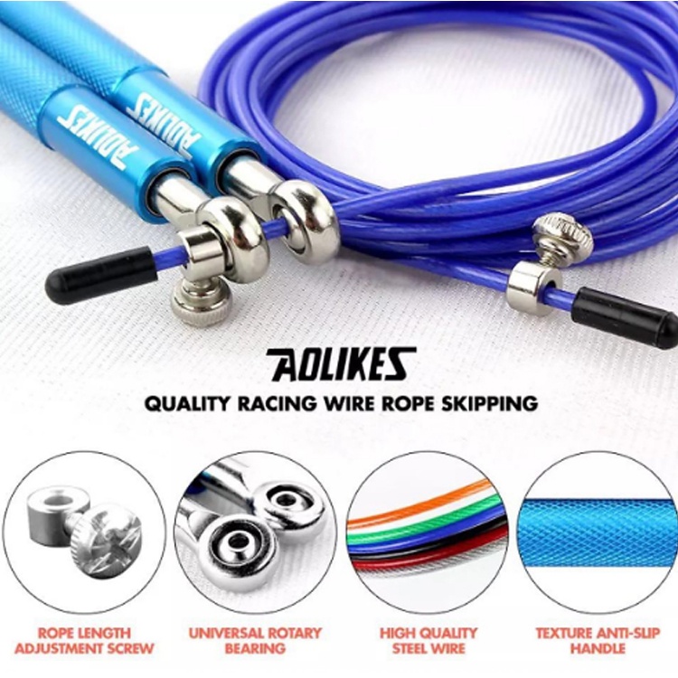 Dây Nhảy Tốc Độ Thể Dục Tay Nắm Hợp Kim Nhôm Cao Cấp Aolikes AL3202