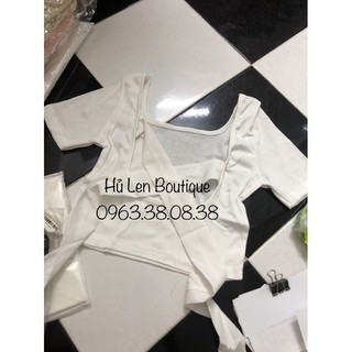 ÁO CROPTOP CỔ U NƠ LƯNG (KÈM VIDEO HÌNH THẬT)