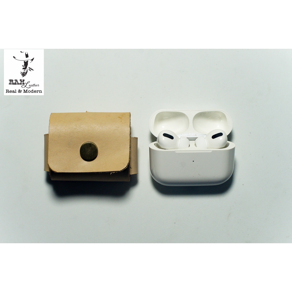 Bao Da Airpod Pro RAM Leather Da Bò Italia Vegtan Trắng