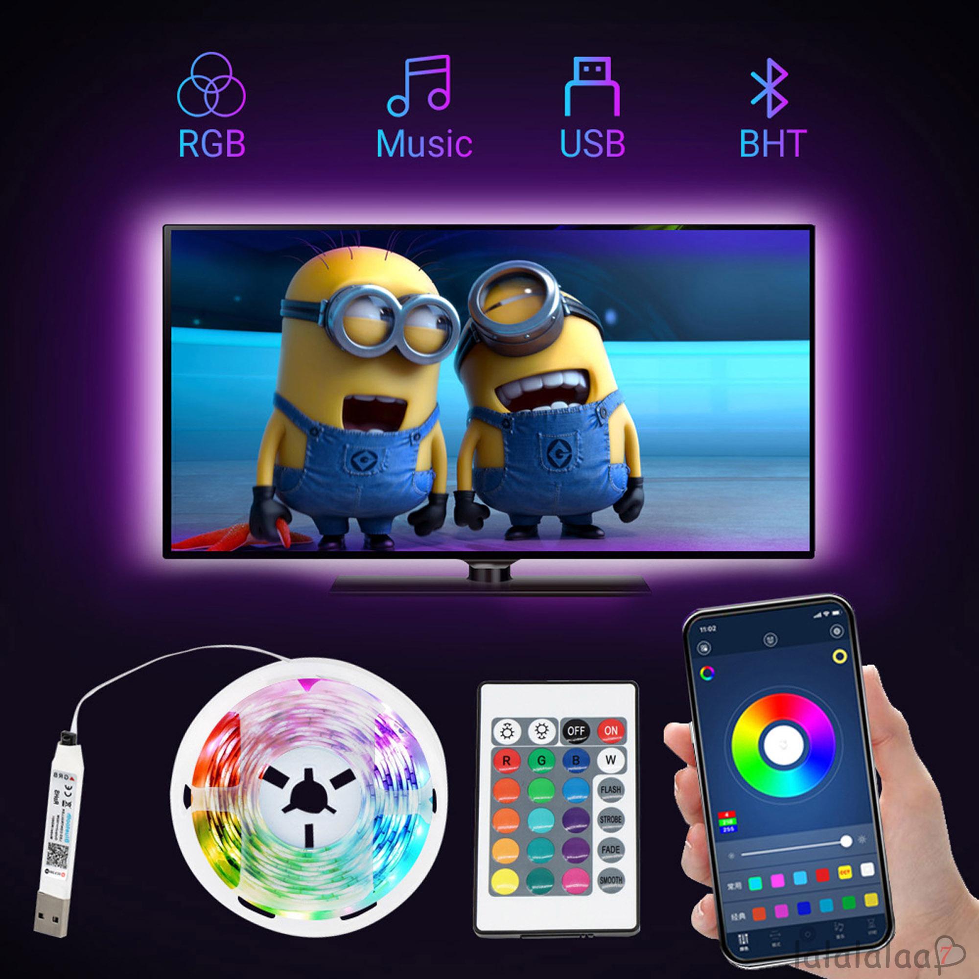 Đèn Led Dây Cổng Usb Laa7-Led Rgb Thay Đổi Màu Sắc Kèm Remote Điều Khiển Dành Cho Hdtv / Pc