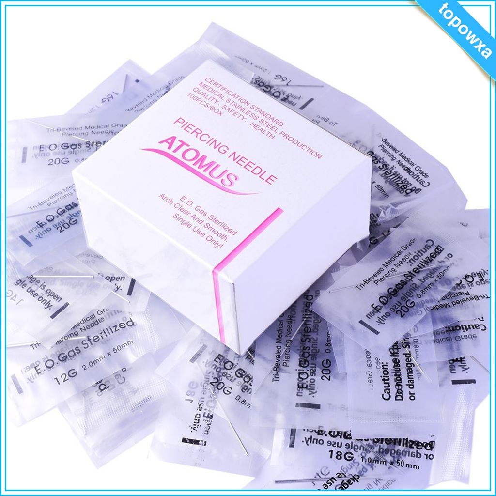 Set 100 Kim Xỏ Khuyên Rốn / Núm Vú Giả 12G / 14G / 16G / 18G / 20G / Hỗn Hợp