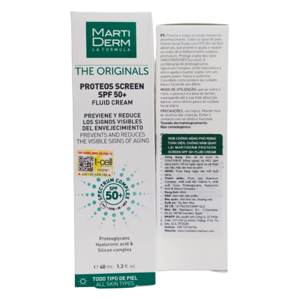 Kem Chống Nắng MartiDerm The Originals Proteos Screen SPF50+ Fluid Cream 40ml